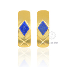 18k Gold Lapis Ohrringe, schöne Diamant Form Ohrringe für Frauen